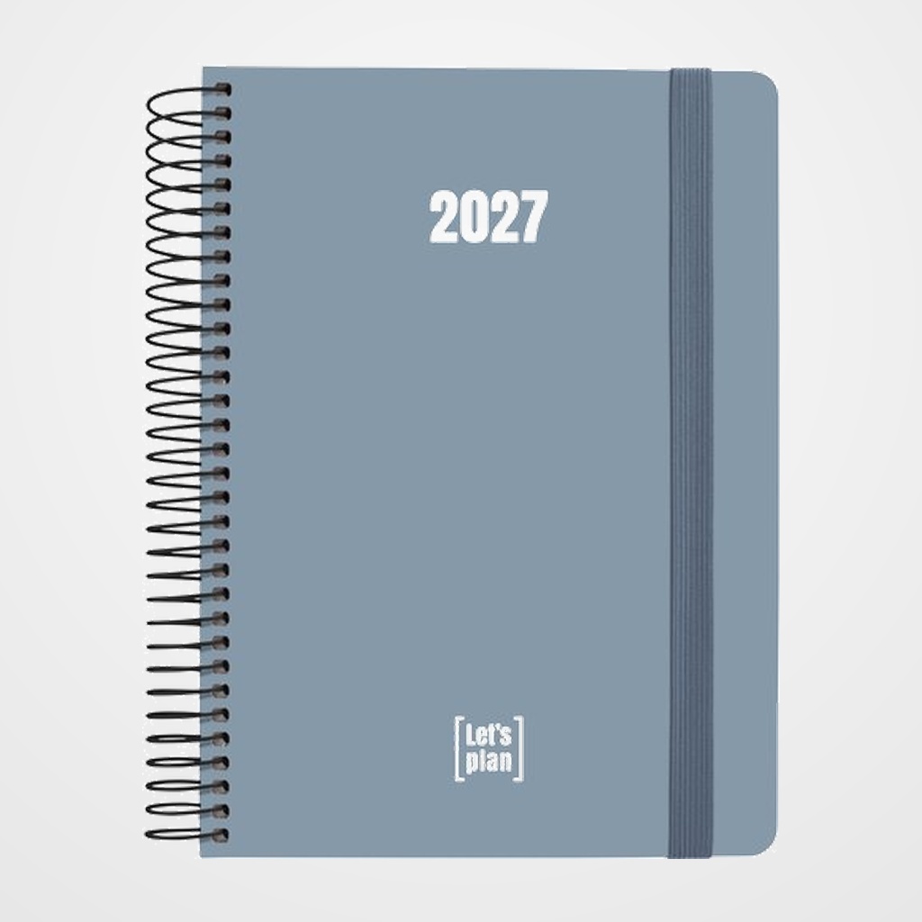 AGENDA ANUAL (2027) GRAFOPLAS COLORS ESPIRAL tapa EXTRADURA con GOMA A5 210x150 D/P AZUL PLOMO