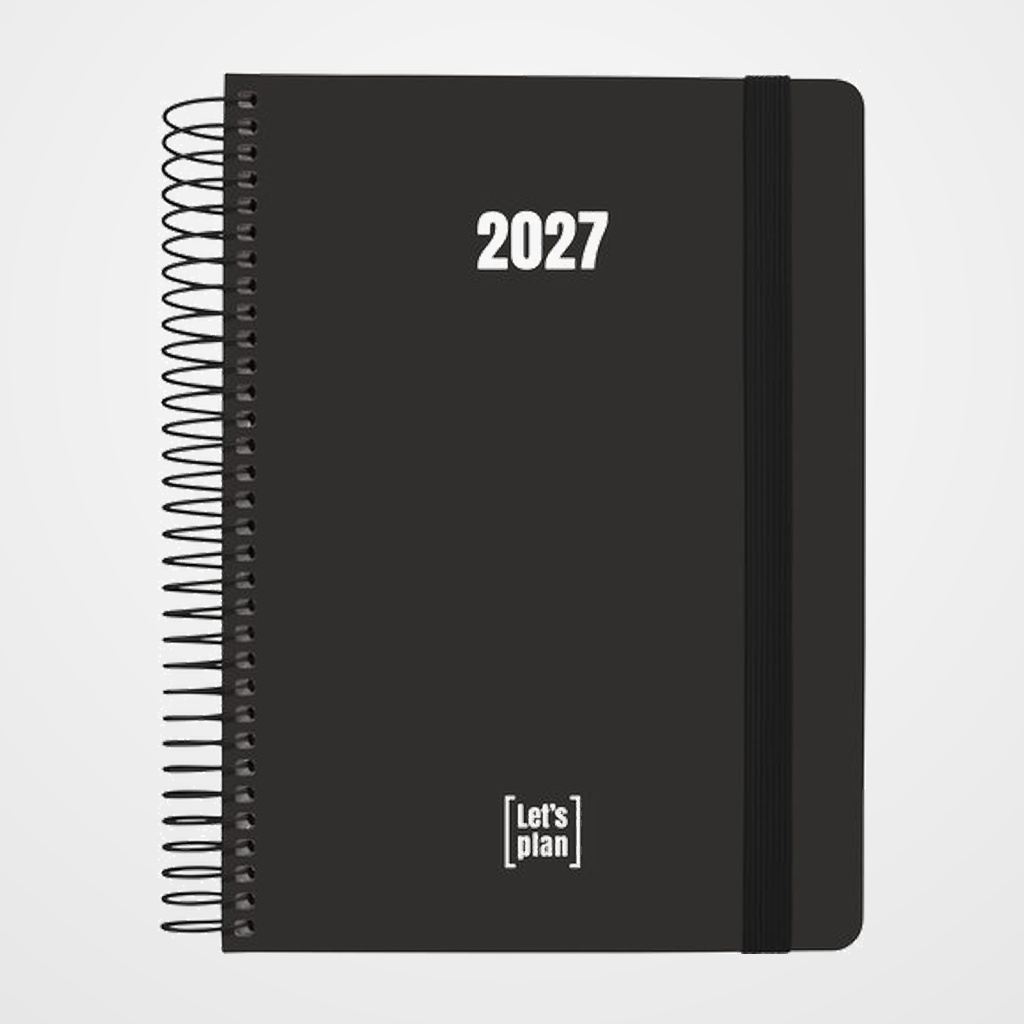 AGENDA ANUAL (2027) GRAFOPLAS COLORS ESPIRAL tapa EXTRADURA con GOMA A5 210x150 D/P NEGRO