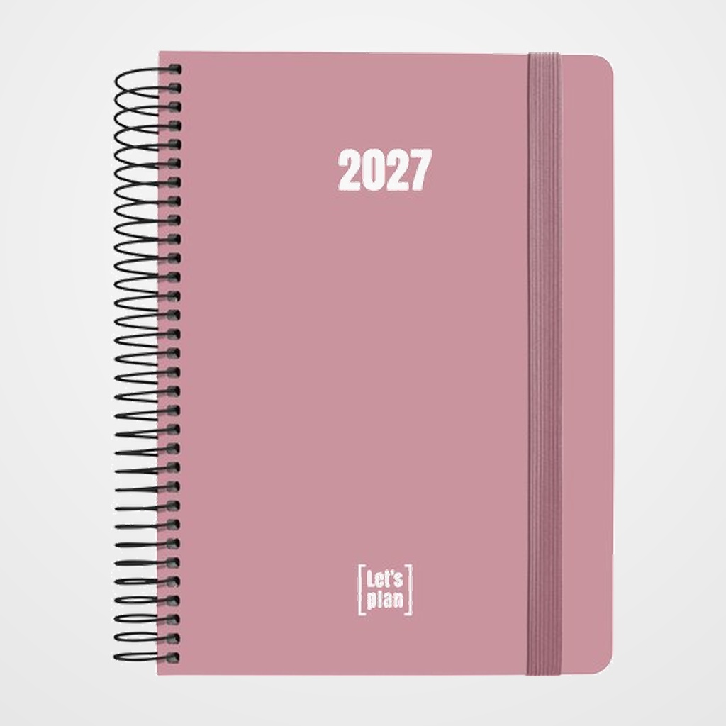 AGENDA ANUAL (2027) GRAFOPLAS COLORS ESPIRAL tapa EXTRADURA con GOMA A5 210x150 D/P ROSA