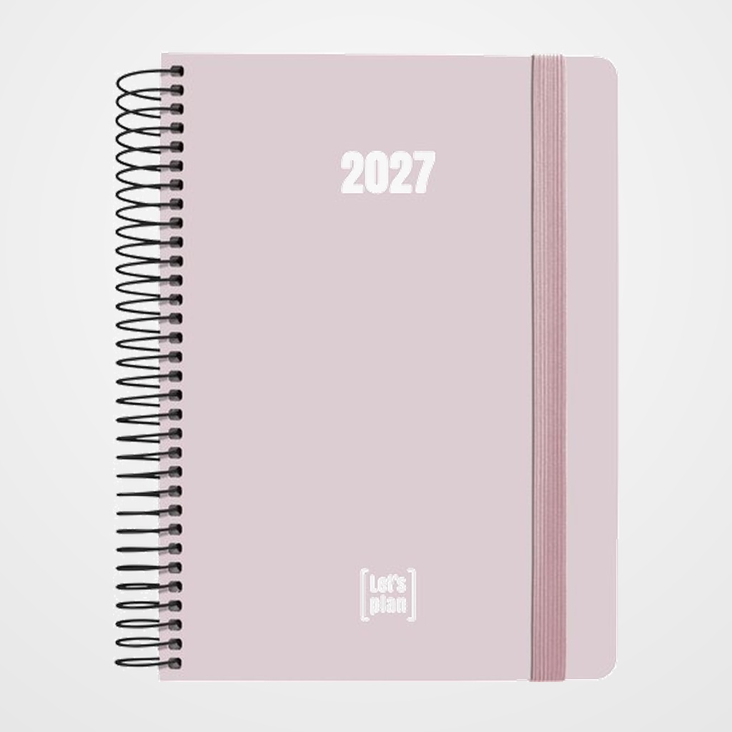 AGENDA ANUAL (2027) GRAFOPLAS COLORS ESPIRAL tapa EXTRADURA con GOMA A5 210x150 D/P ROSA SOFT