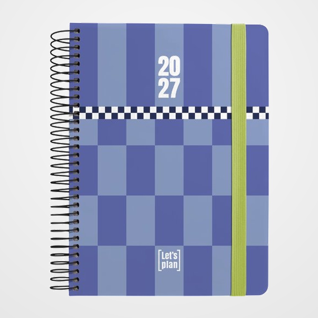 AGENDA ANUAL (2027) GRAFOPLAS DESIGN ESPIRAL tapa EXTRA con GOMA A5 210x150 D/P BLUE VIVES