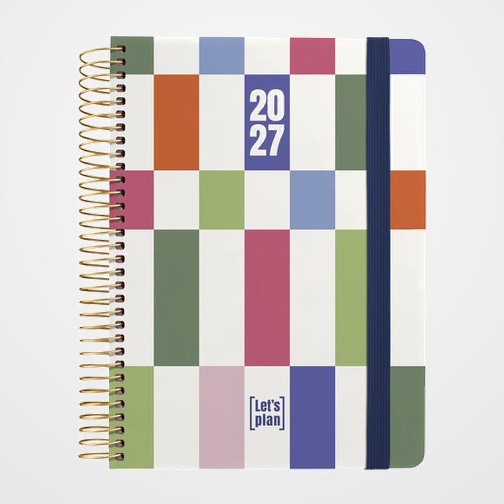 AGENDA ANUAL (2027) GRAFOPLAS DESIGN ESPIRAL tapa EXTRA con GOMA A5 210x150 D/P CUBIK