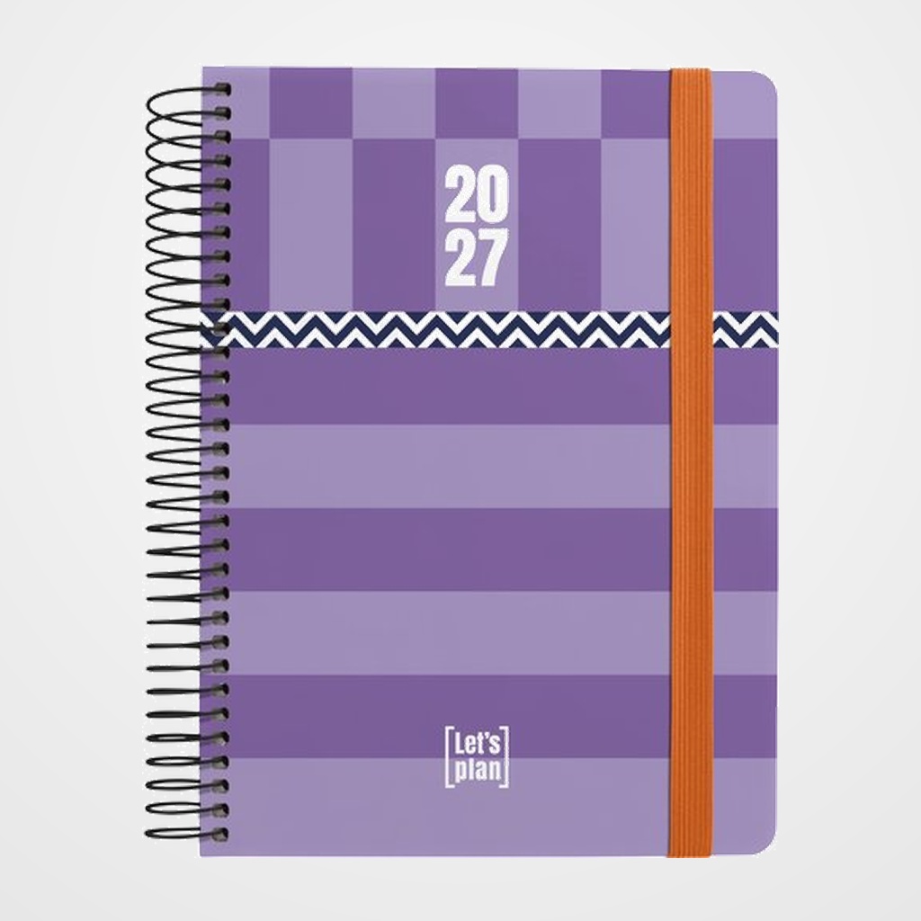 AGENDA ANUAL (2027) GRAFOPLAS DESIGN ESPIRAL tapa EXTRA con GOMA A5 210x150 D/P VIOLET MIX