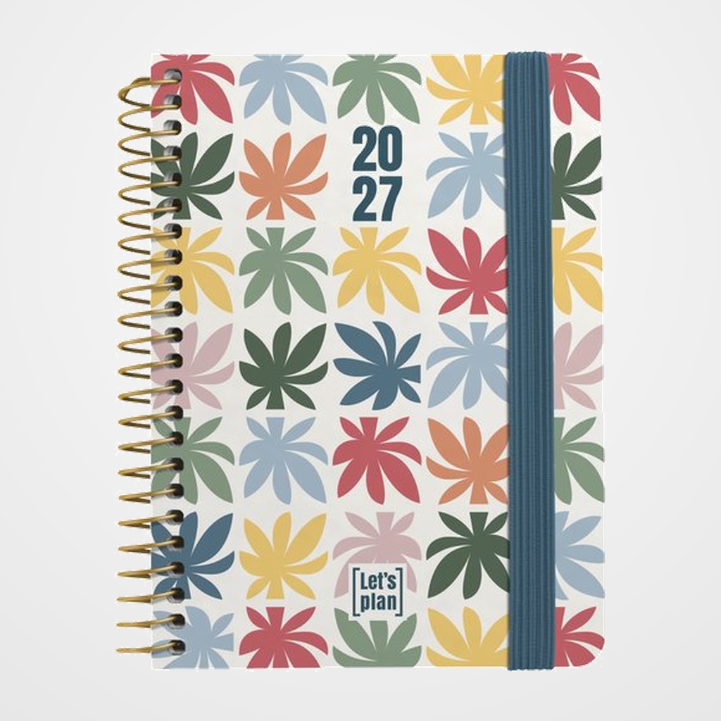 AGENDA ANUAL (2027) GRAFOPLAS DESIGN ESPIRAL tapa EXTRA con GOMA A6 170x145 D/P GRID