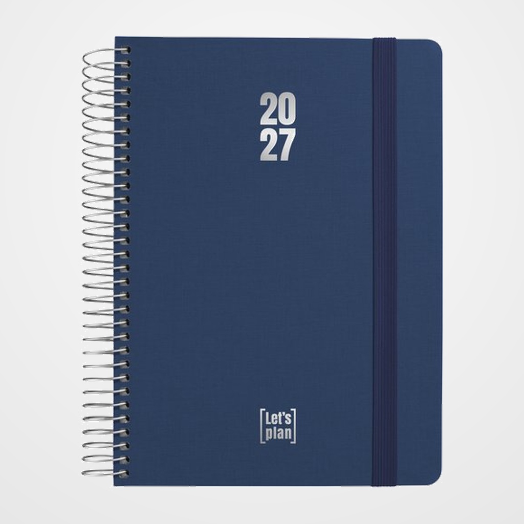 AGENDA ANUAL (2027) GRAFOPLAS FANCY ESPIRAL tapa EXTRADURA con GOMA A5 210x150 D/P AZUL OSCURO