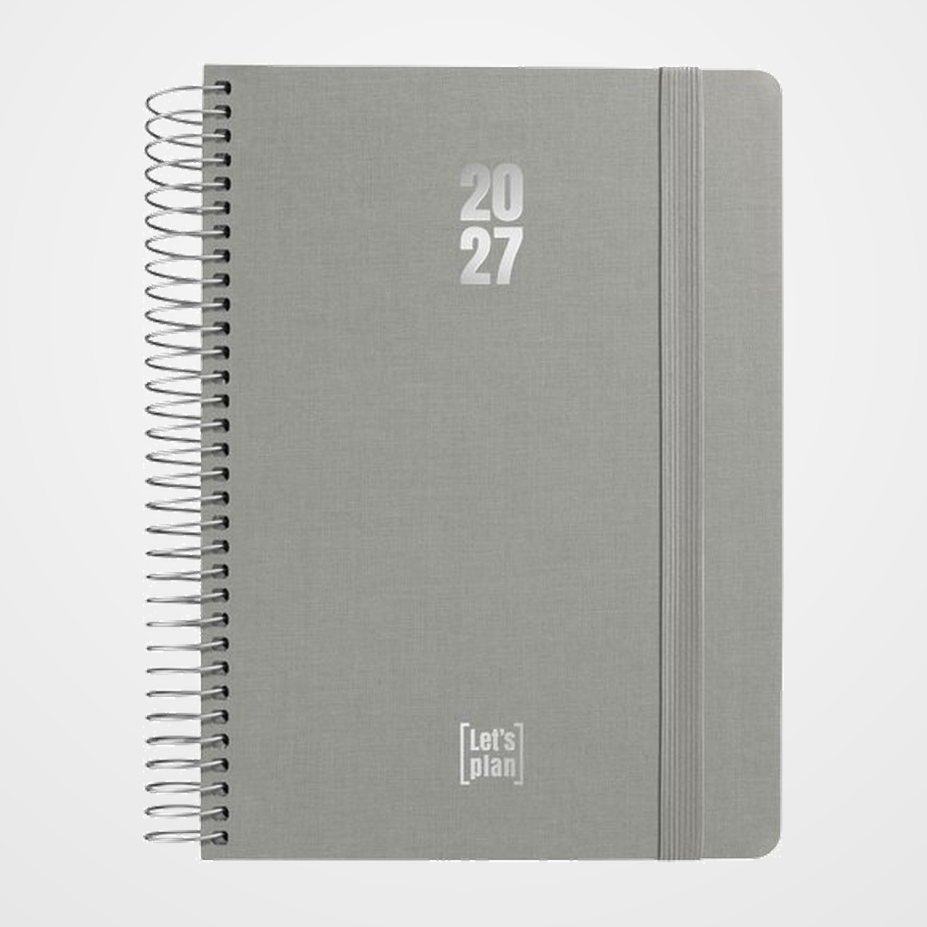 AGENDA ANUAL (2027) GRAFOPLAS FANCY ESPIRAL tapa EXTRADURA con GOMA A5 210x150 D/P GRIS