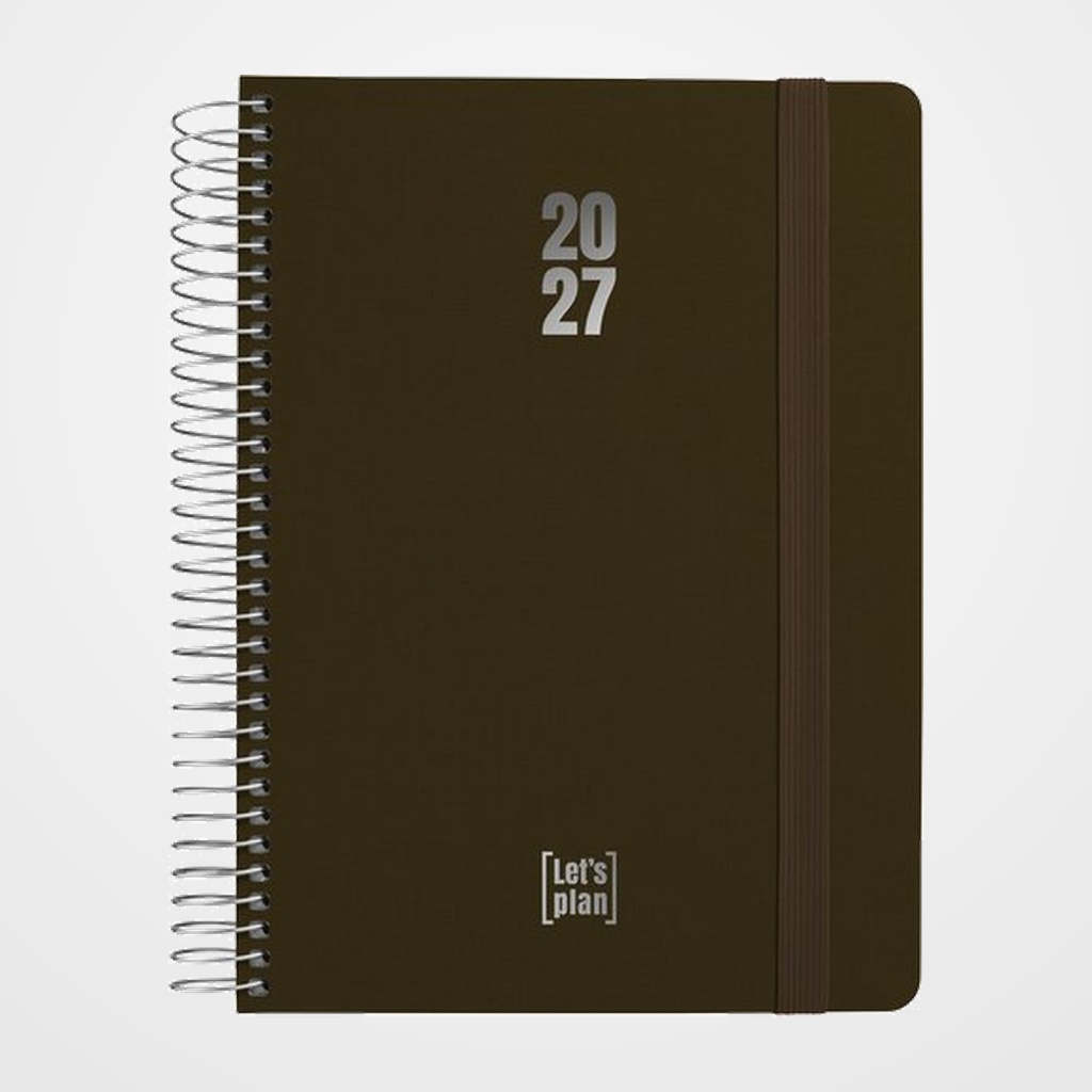 AGENDA ANUAL (2027) GRAFOPLAS FANCY ESPIRAL tapa EXTRADURA con GOMA A5 210x150 D/P MARRON
