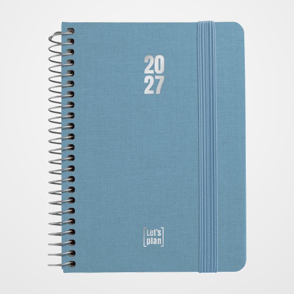 AGENDA ANUAL (2027) GRAFOPLAS FANCY ESPIRAL tapa EXTRADURA con GOMA A6 150x120 S/V AZUL