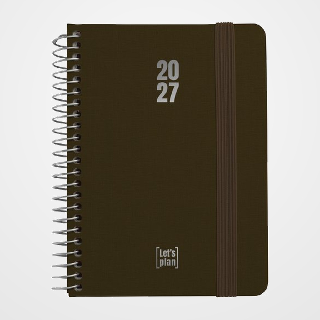 AGENDA ANUAL (2027) GRAFOPLAS FANCY ESPIRAL tapa EXTRADURA con GOMA A6 170x145 D/P MARRON