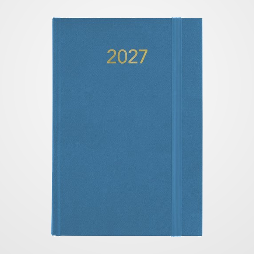 AGENDA ANUAL (2027) GRAFOPLAS FLORENCIA COSIDA tapa ACOLCHADA con GOMA A5 210x145 D/P AZUL
