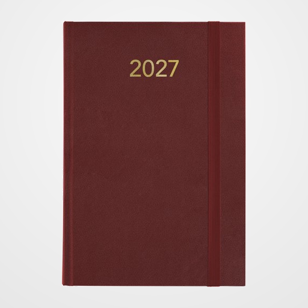 AGENDA ANUAL (2027) GRAFOPLAS FLORENCIA COSIDA tapa ACOLCHADA con GOMA A5 210x145 D/P GRANATE