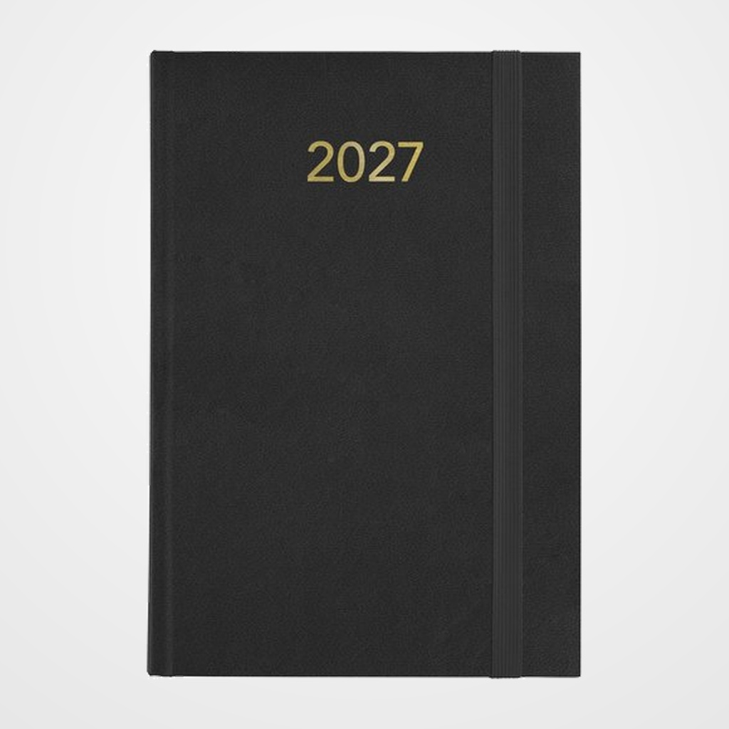 AGENDA ANUAL (2027) GRAFOPLAS FLORENCIA COSIDA tapa ACOLCHADA con GOMA A5 210x145 D/P NEGRO