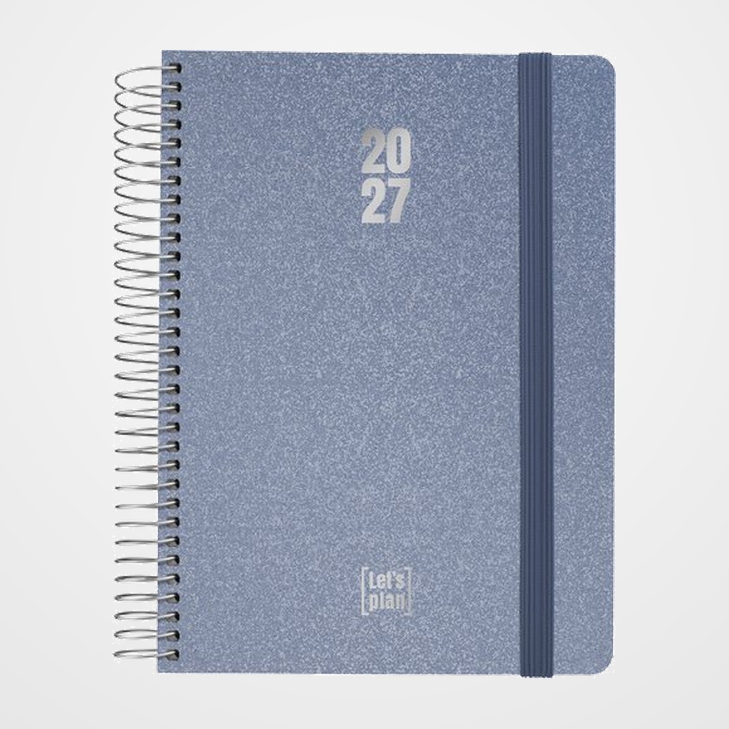AGENDA ANUAL (2027) GRAFOPLAS METALLIC ESPIRAL tapa EXTRADURA con GOMA A5 210x150 D/P AZUL
