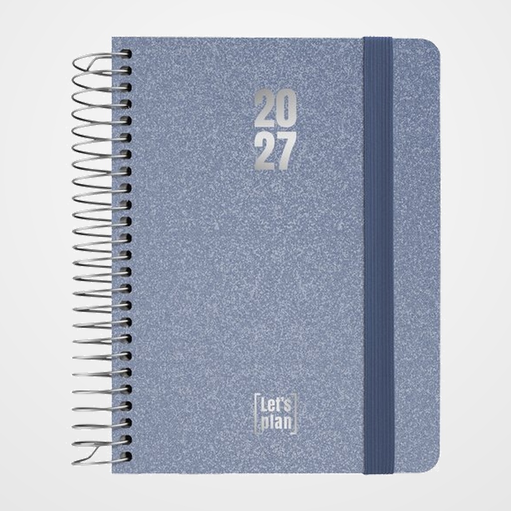 AGENDA ANUAL (2027) GRAFOPLAS METALLIC ESPIRAL tapa EXTRADURA con GOMA A6 150x120 S/V AZUL