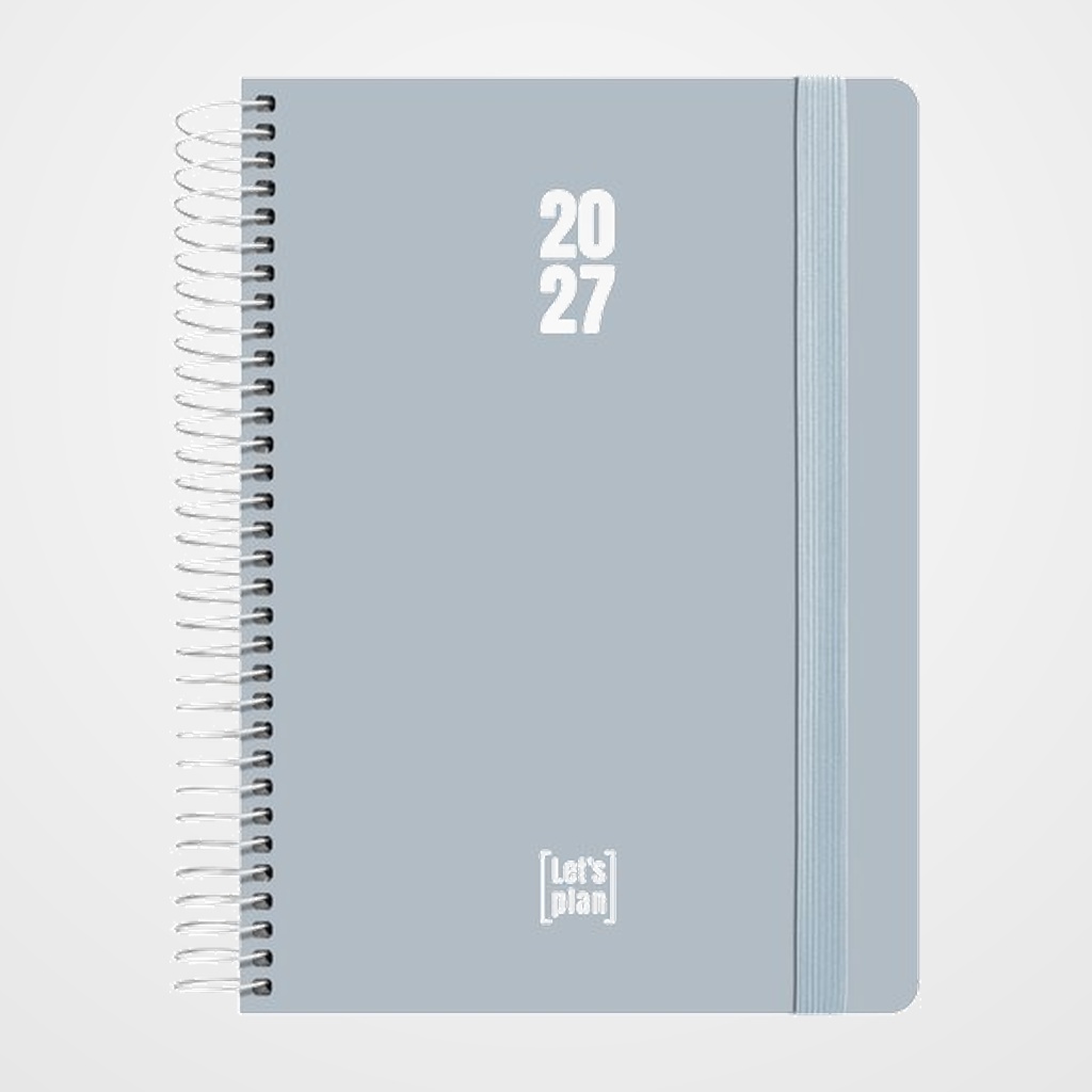 AGENDA ANUAL (2027) GRAFOPLAS POLIPROPILENO ESPIRAL tapa PP con GOMA A5 210x150 D/P AZUL CLARO