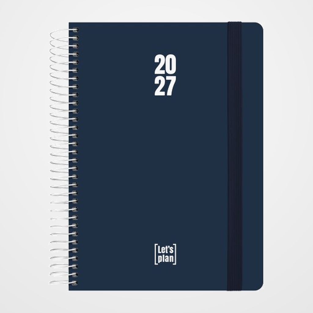 AGENDA ANUAL (2027) GRAFOPLAS POLIPROPILENO ESPIRAL tapa PP con GOMA A5 210x150 D/P AZUL OSCURO