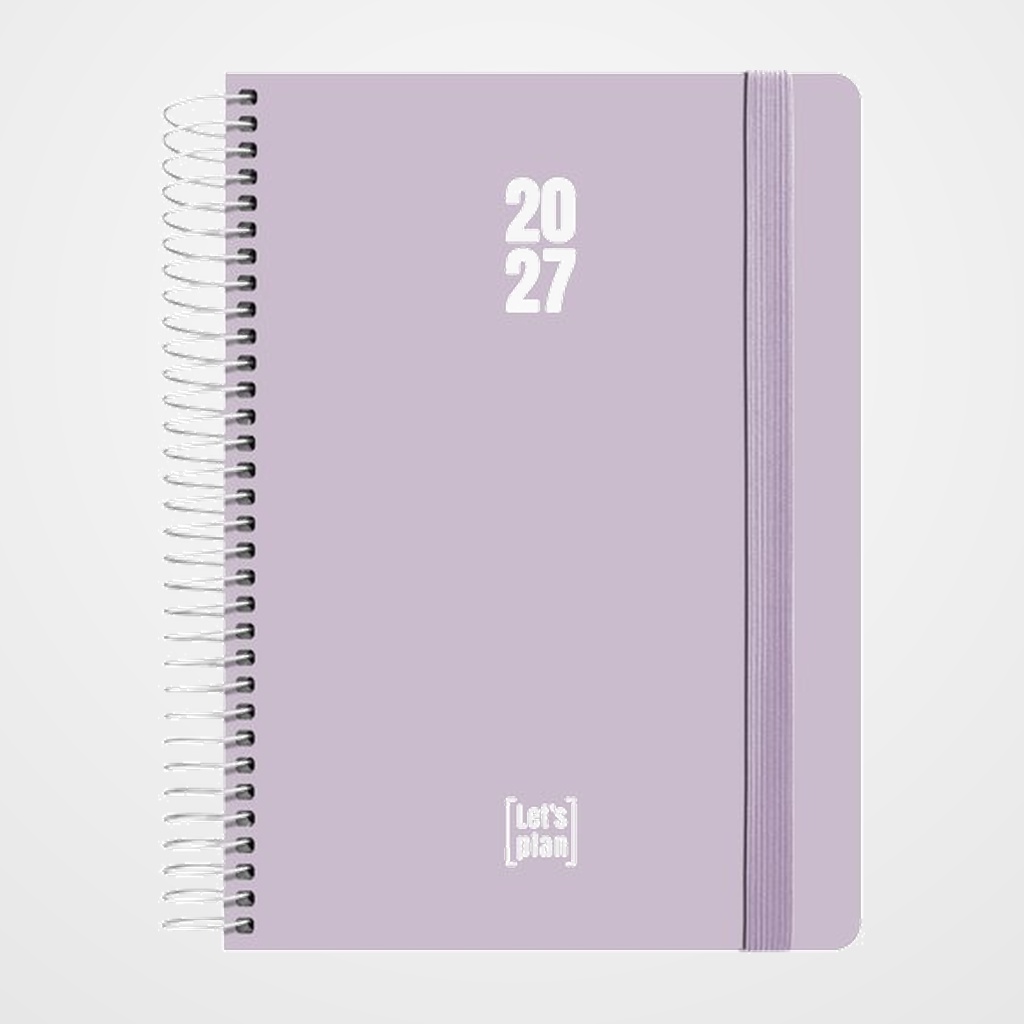 AGENDA ANUAL (2027) GRAFOPLAS POLIPROPILENO ESPIRAL tapa PP con GOMA A5 210x150 D/P LAVANDA SOFT