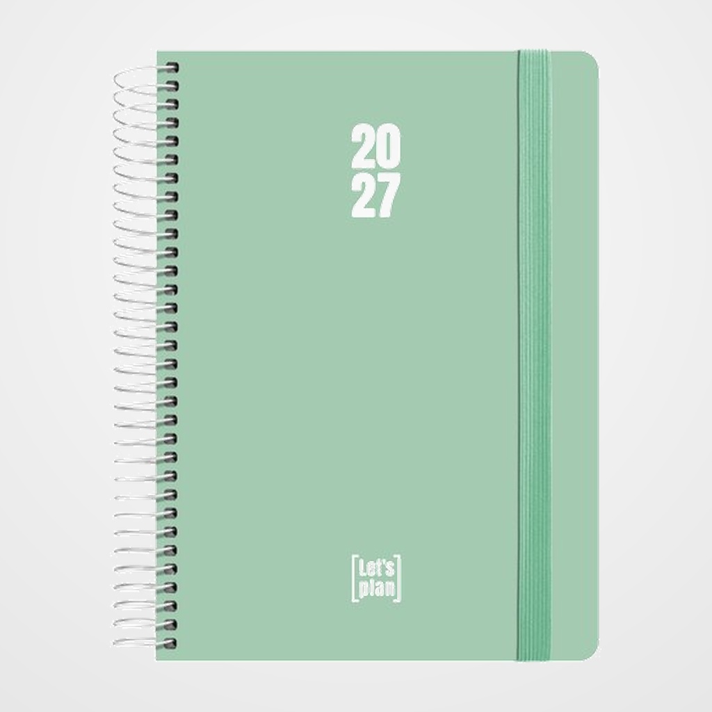 AGENDA ANUAL (2027) GRAFOPLAS POLIPROPILENO ESPIRAL tapa PP con GOMA A5 210x150 D/P MINT