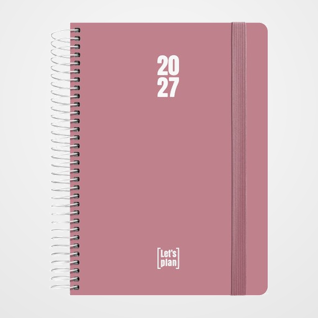 AGENDA ANUAL (2027) GRAFOPLAS POLIPROPILENO ESPIRAL tapa PP con GOMA A5 210x150 D/P ROSA