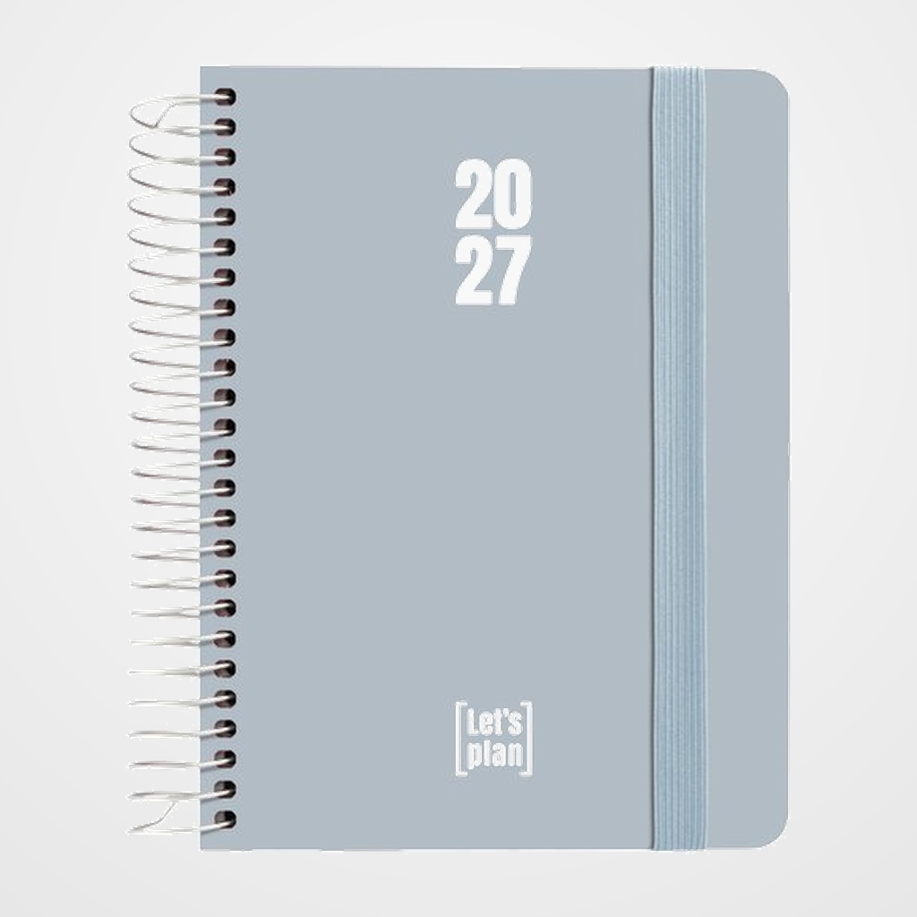 AGENDA ANUAL (2027) GRAFOPLAS POLIPROPILENO ESPIRAL tapa PP con GOMA A6 170x145 D/P AZUL CLARO