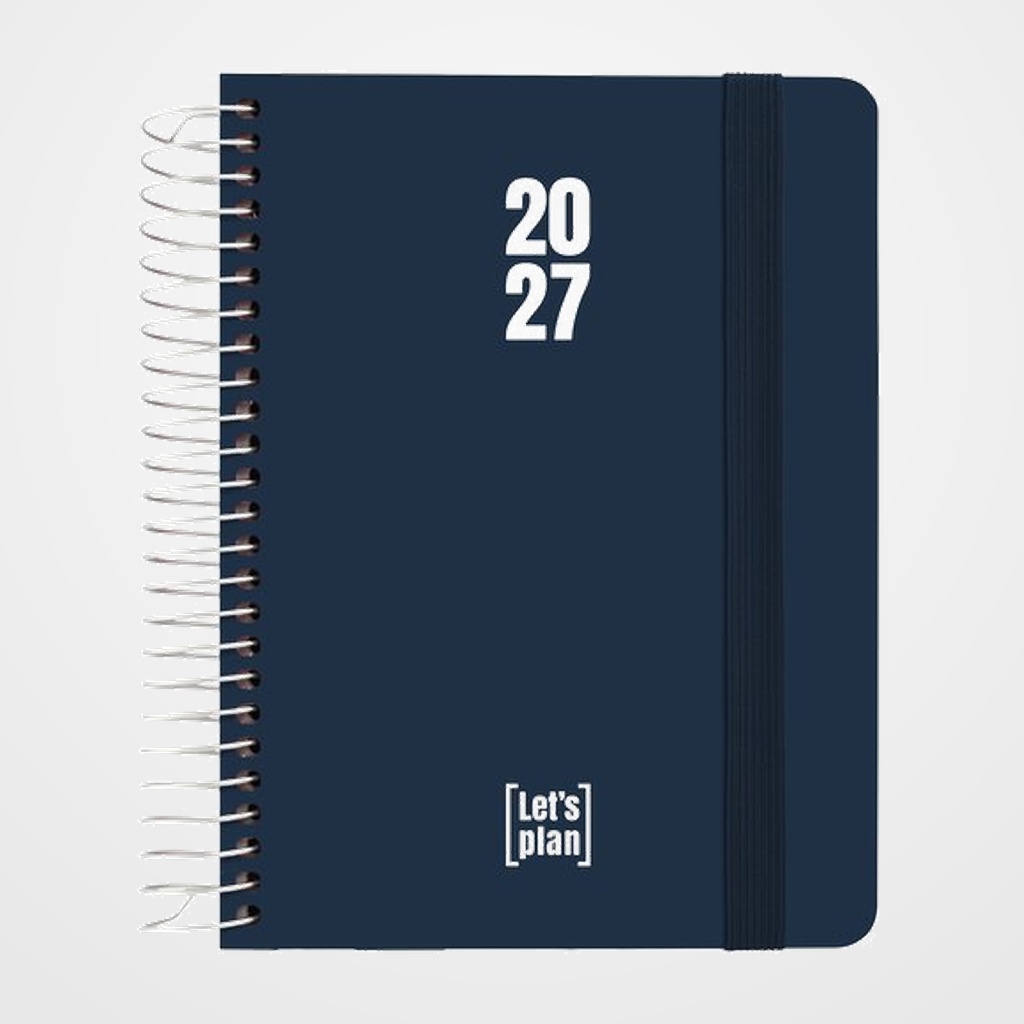 AGENDA ANUAL (2027) GRAFOPLAS POLIPROPILENO ESPIRAL tapa PP con GOMA A6 170x145 D/P AZUL OSCURO
