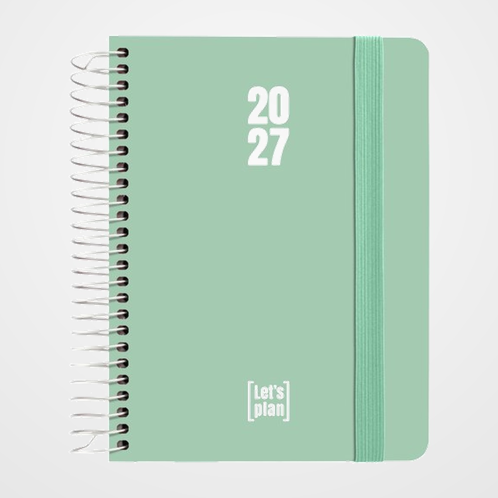 AGENDA ANUAL (2027) GRAFOPLAS POLIPROPILENO ESPIRAL tapa PP con GOMA A6 170x145 D/P MINT