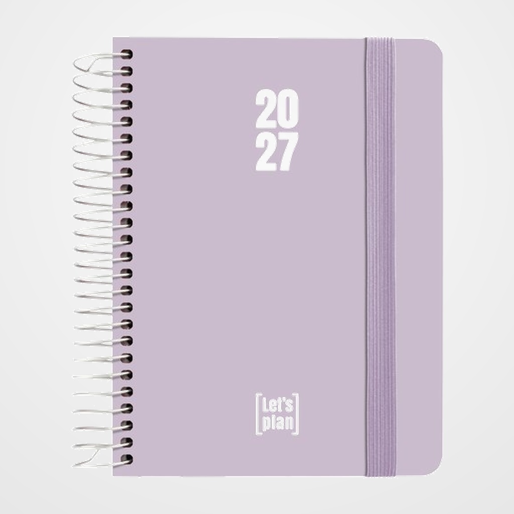 AGENDA ANUAL (2027) GRAFOPLAS POLIPROPILENO ESPIRAL tapa PP con GOMA A6 170x145 S/V LAVANDA SOFT