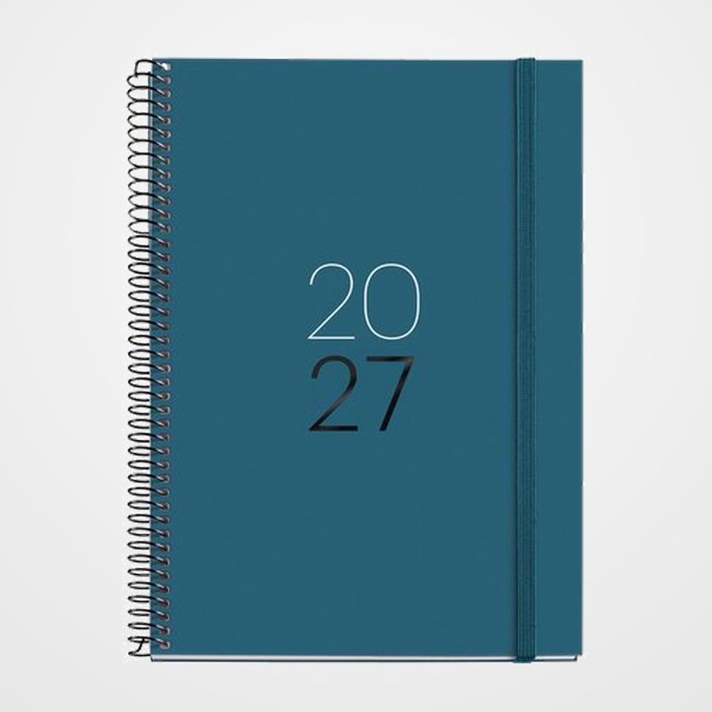 AGENDA ANUAL (2027) MIQUELRIUS BASIC CALM ESPIRAL tapa EXTRA con GOMA PLUS 155x213 D/P OCEAN