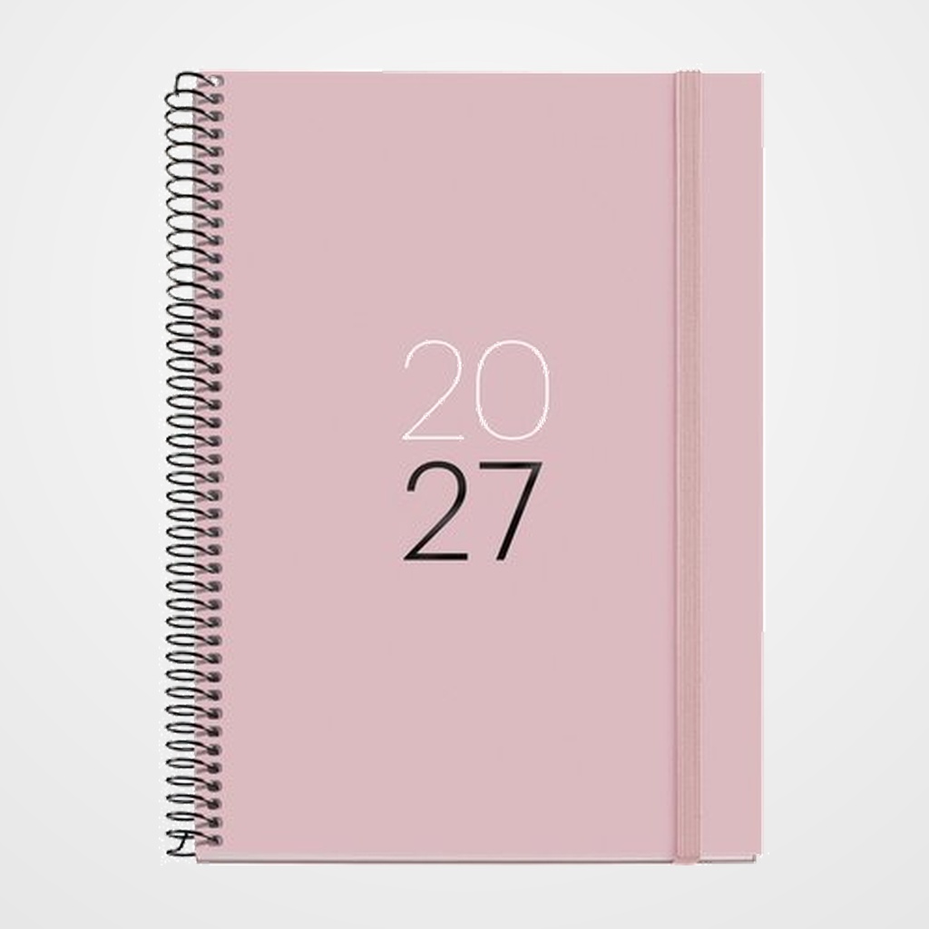 AGENDA ANUAL (2027) MIQUELRIUS BASIC CALM ESPIRAL tapa EXTRA con GOMA PLUS 155x213 S/V APAIS. ARENA