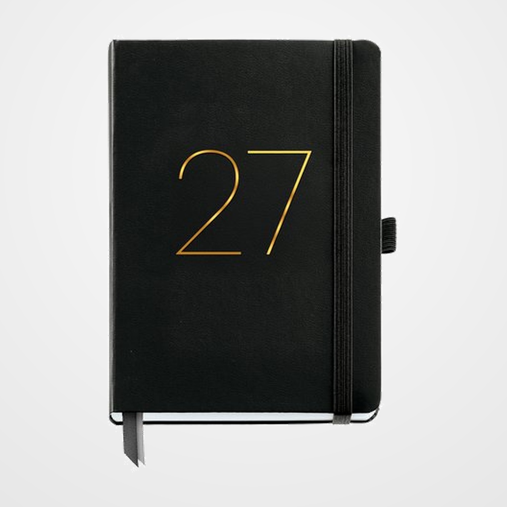 AGENDA ANUAL (2027) MIQUELRIUS BASIC CHESTER COSIDA tapa SIMIL PIEL con GOMA PLUS 155x213 D/P NEGRO