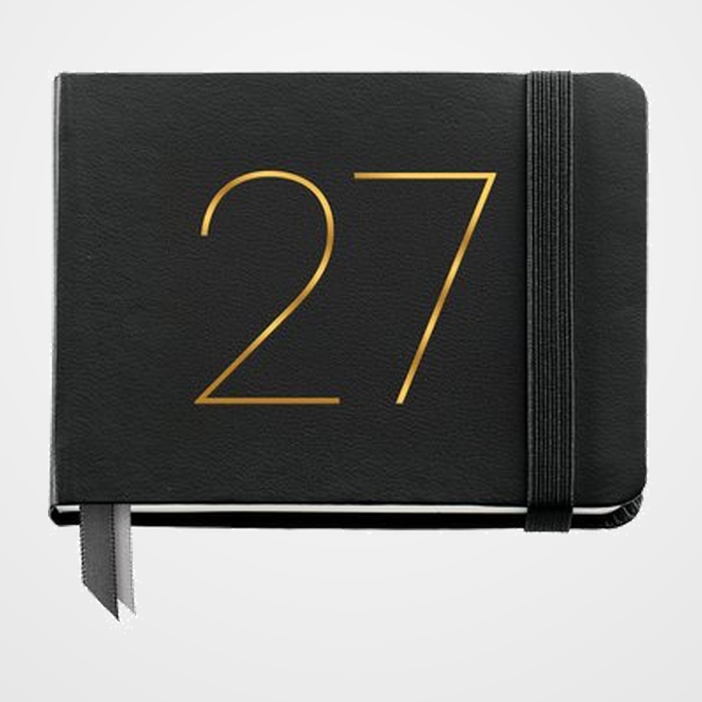 AGENDA ANUAL (2027) MIQUELRIUS BASIC CHESTER COSIDA tapa SIMIL PIEL con GOMA POCKET 105x74 S/V APAIS. NEGRO
