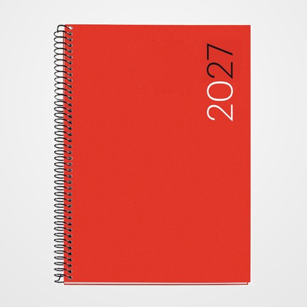 AGENDA ANUAL (2027) MIQUELRIUS BASIC CITY ESPIRAL tapa PP PLUS 155x213 D/P ROJO