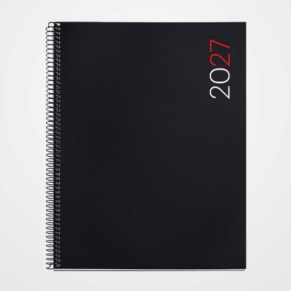 AGENDA ANUAL (2027) MIQUELRIUS BASIC CITY ESPIRAL tapa PP PRO 210x270 S/V APAIS. NEGRO