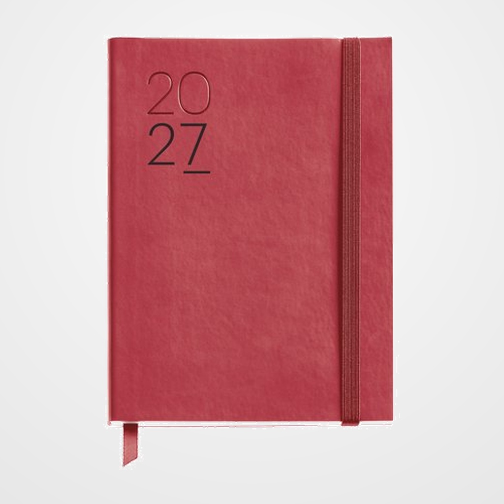 AGENDA ANUAL (2027) MIQUELRIUS BASIC LUXOR COSIDA tapa SIMIL PIEL con GOMA JOURNAL 122x168 D/P ROJO