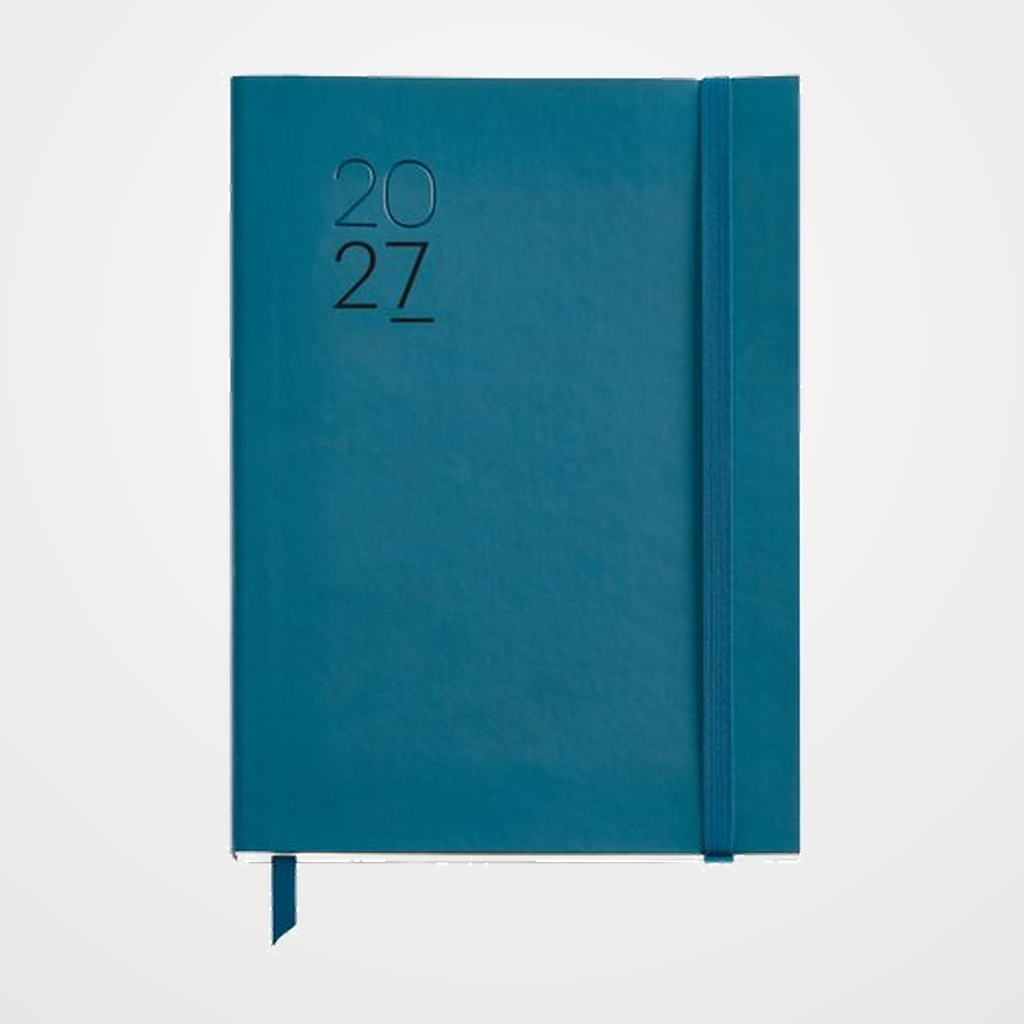 AGENDA ANUAL (2027) MIQUELRIUS BASIC LUXOR COSIDA tapa SIMIL PIEL con GOMA PLUS 155x213 D/P AZUL