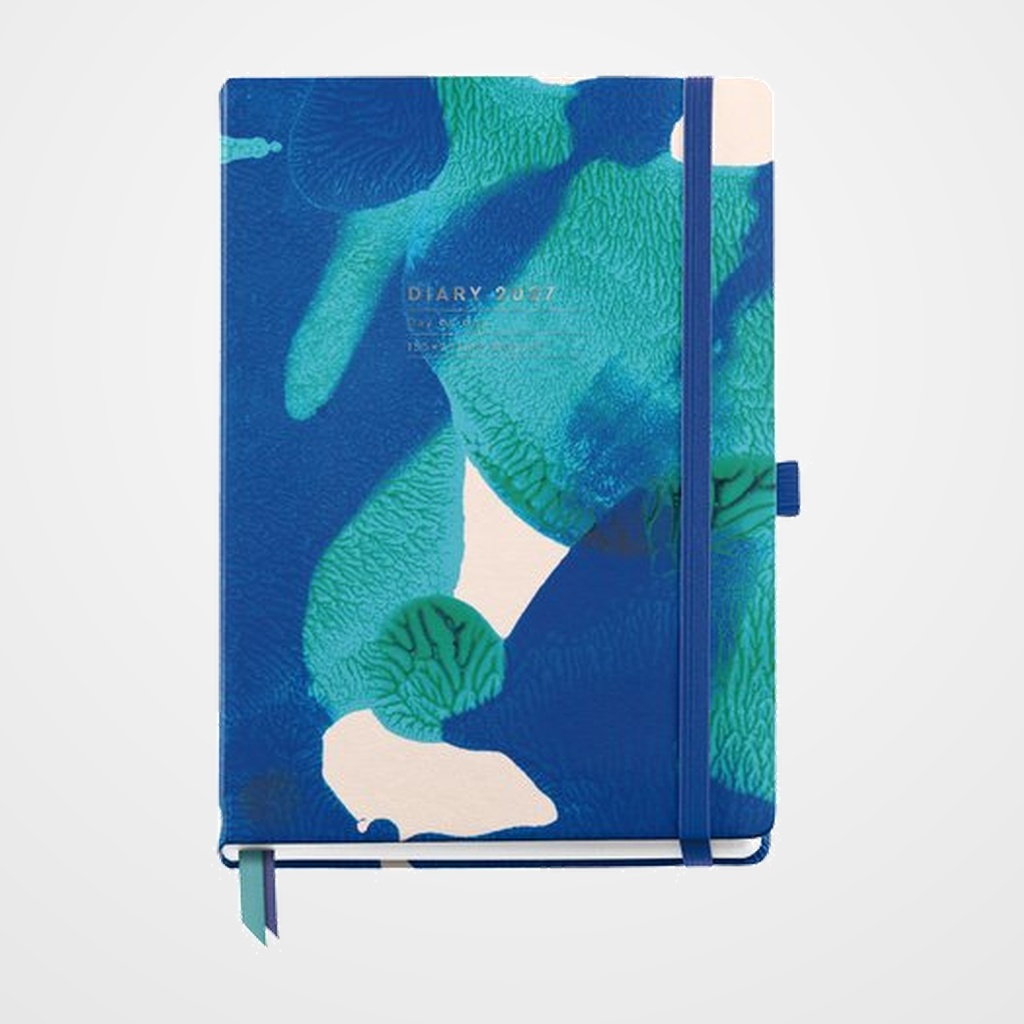 AGENDA ANUAL (2027) MIQUELRIUS GRAFICA COSIDA tapa EXTRA con GOMA PLUS 155x213 S/V APAIS. BLUE SEA