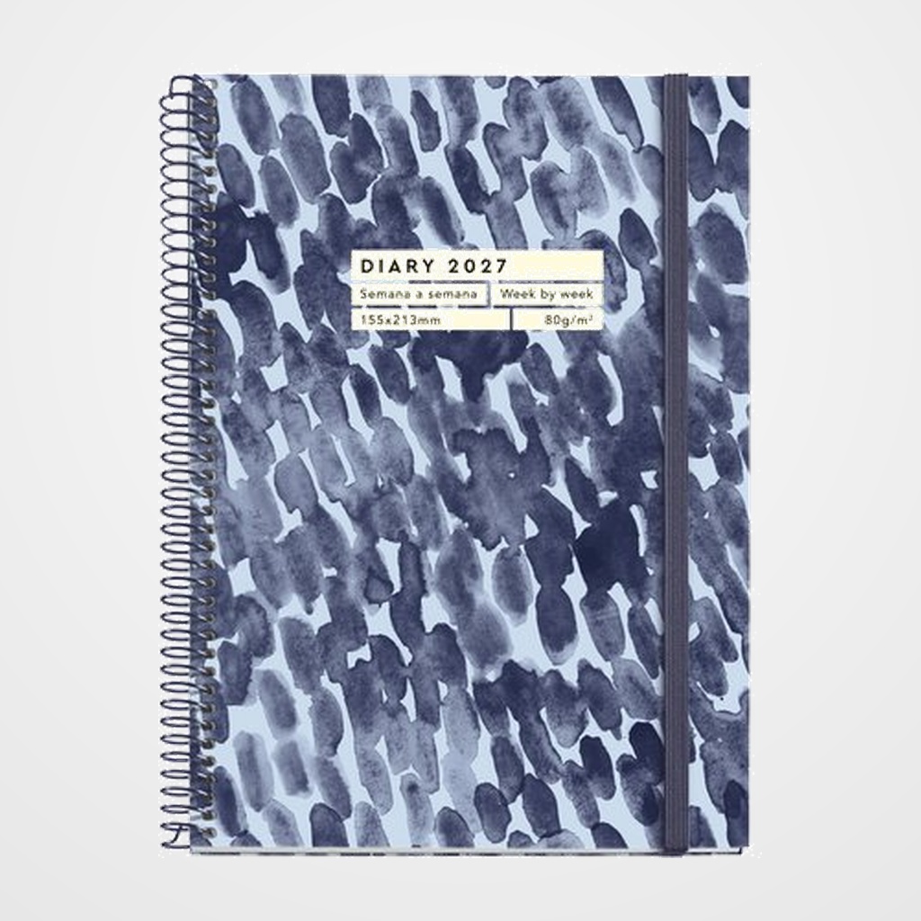 AGENDA ANUAL (2027) MIQUELRIUS GRAFICA ESPIRAL tapa EXTRA con GOMA PLUS 155x213 S/V APAIS. DROPS