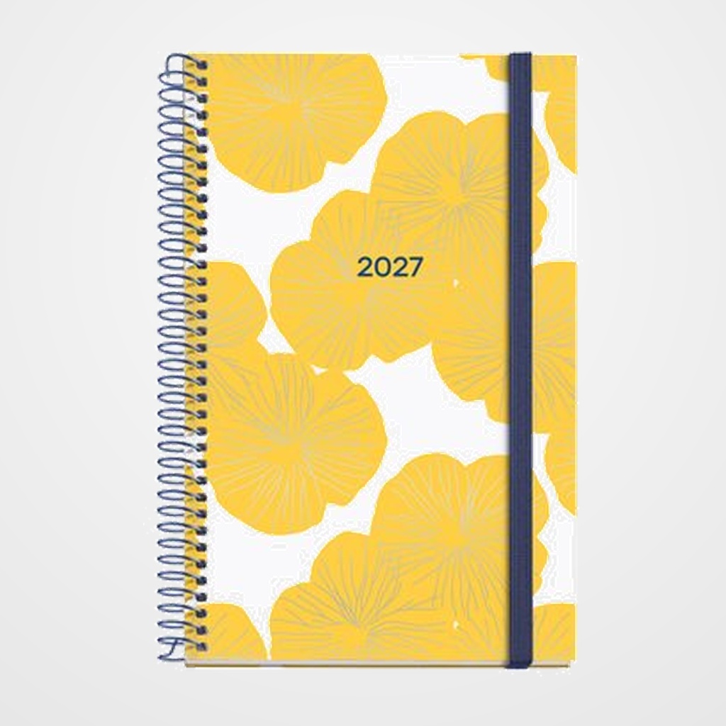 AGENDA ANUAL (2027) MIQUELRIUS NATURA ESPIRAL tapa EXTRA con GOMA ACTIVA 117x182 S/V APAIS. GOLDEN LEAF