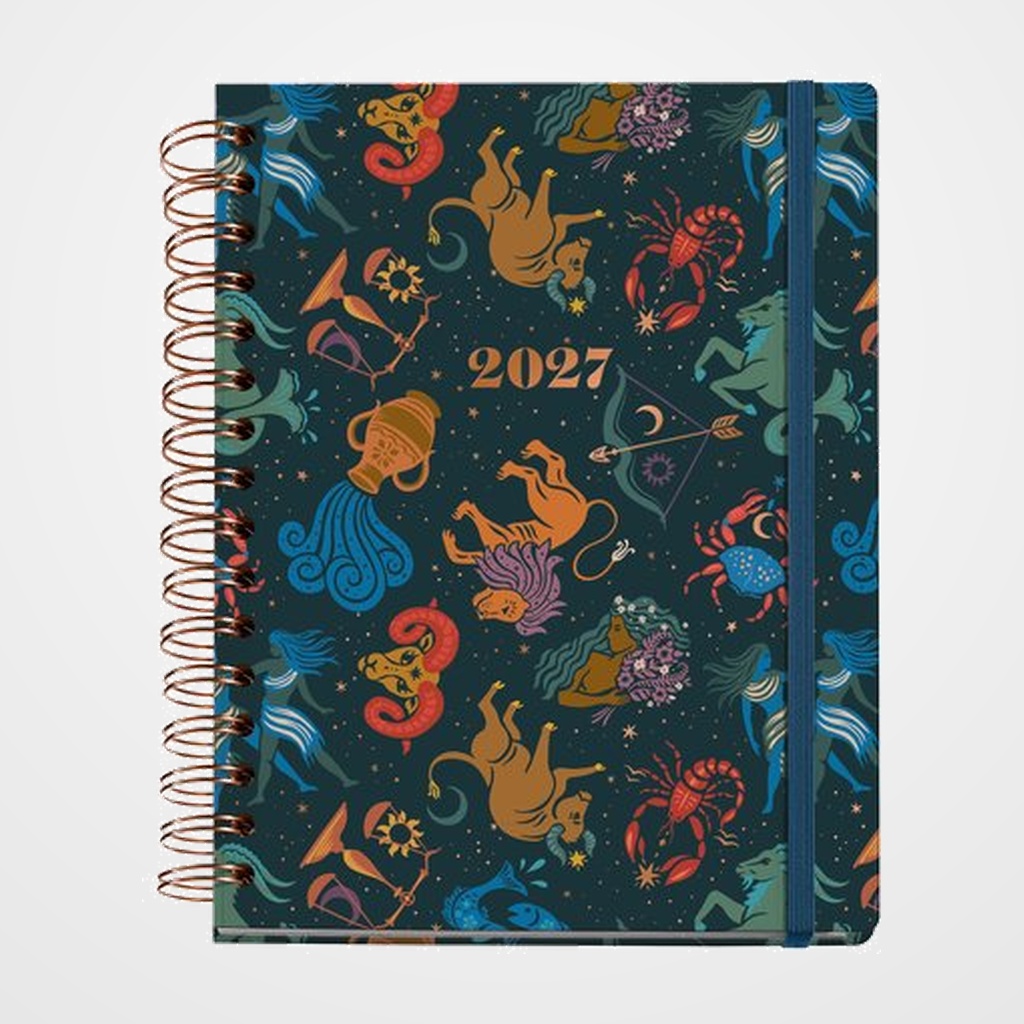 AGENDA ANUAL (2027) MIQUELRIUS TRENDS ASTRAL WIRE-O tapa EXTRA con GOMA PLUS 155x213 D/P APAIS. ZODIAC