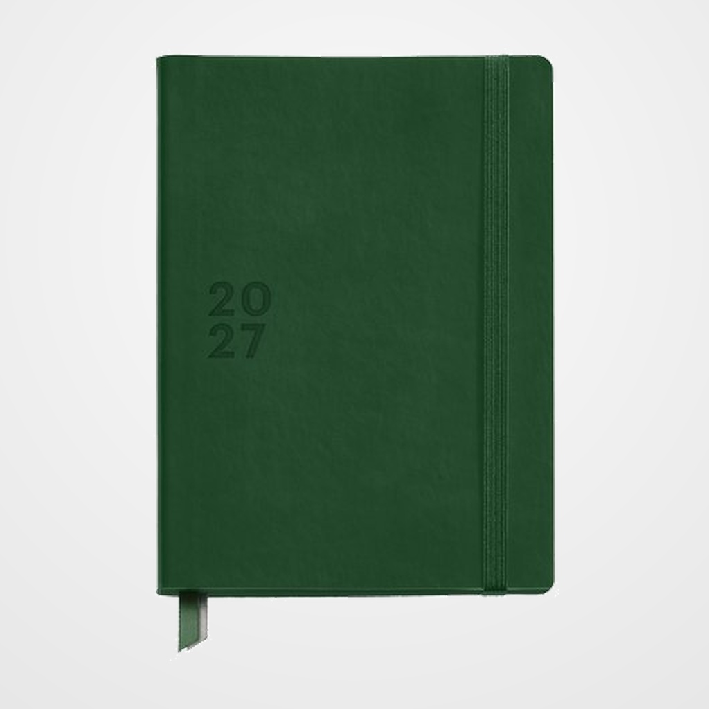 AGENDA ANUAL (2027) MIQUELRIUS TRENDS BACK TO BASICS COSIDA tapa SIMIL PIEL con GOMA 140x190 S/V APAIS. VERDE