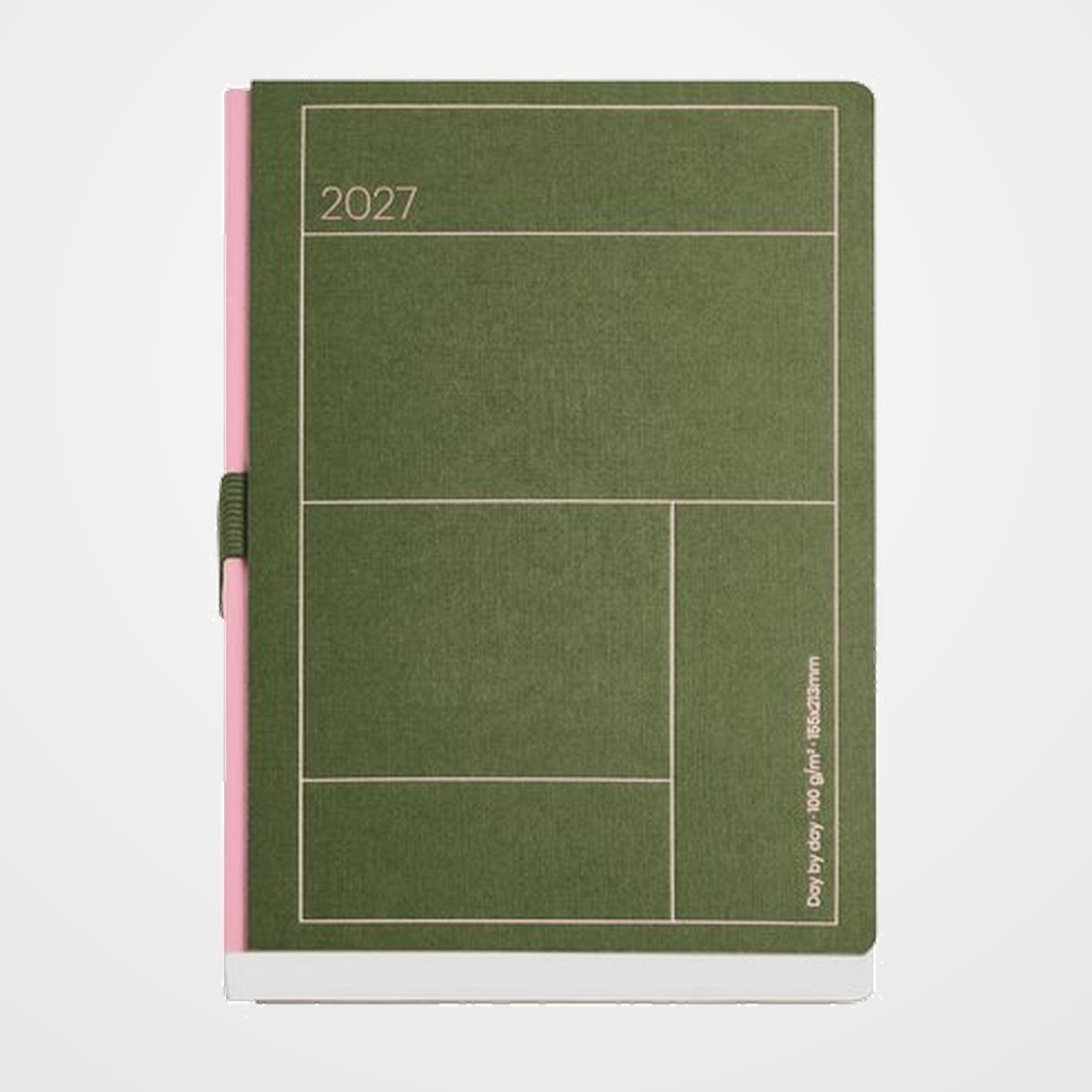 AGENDA ANUAL (2027) MIQUELRIUS TRENDS BACK TO BASICS LINEAS COSIDA tapa DURA PLUS 155x213 S/V APAIS. VERDE