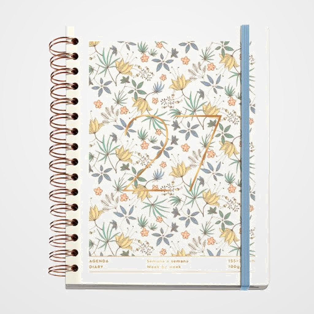 AGENDA ANUAL (2027) MIQUELRIUS TRENDS LIBERTY WIRE-O tapa EXTRA con GOMA PLUS 155x213 S/V APAIS. CREAM