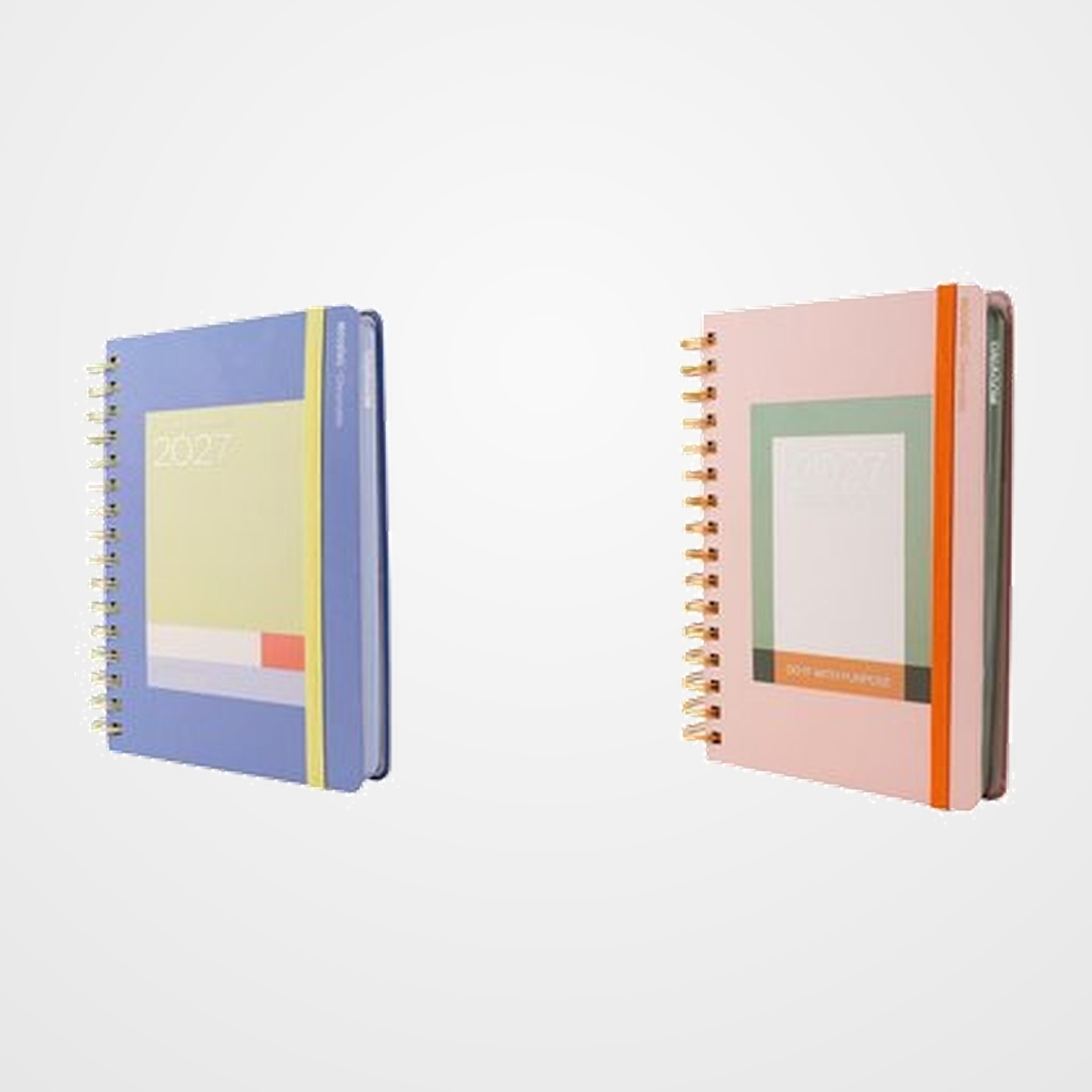 AGENDA ANUAL (2027) MOOVING CHROMATIC WIRE-O tapa EXTRA SOFT TOUCH con GOMA 150x210 D/P SURTIDO (2 mod.)