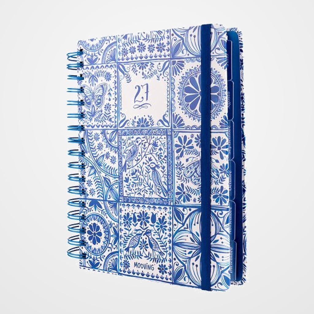 AGENDA ANUAL (2027) MOOVING TESSERA WIRE-O tapa PP con GOMA 165x220 D/P
