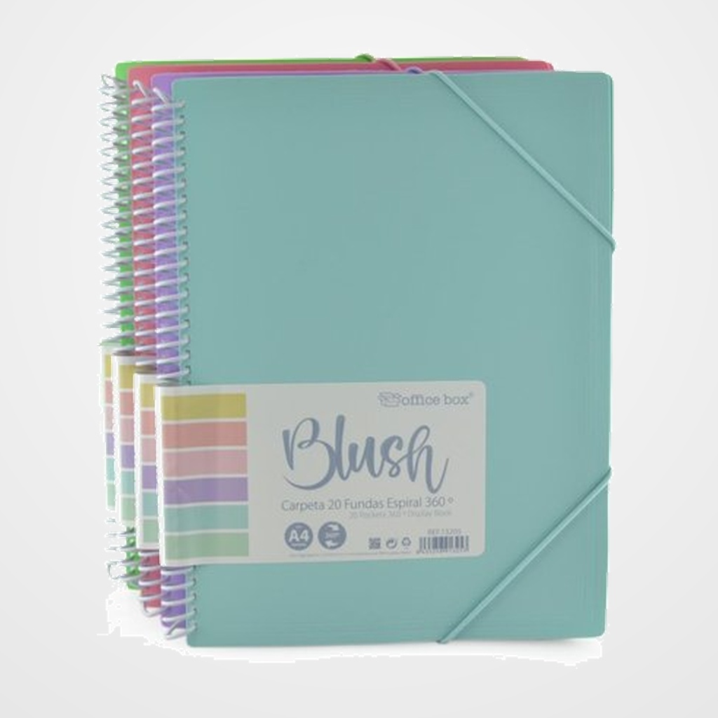 CARPETA FUNDAS (TARIFARIO) OFFICE BOX ESPIRAL PP A4 BLUSH 20 F. SURTIDO (4 col)
