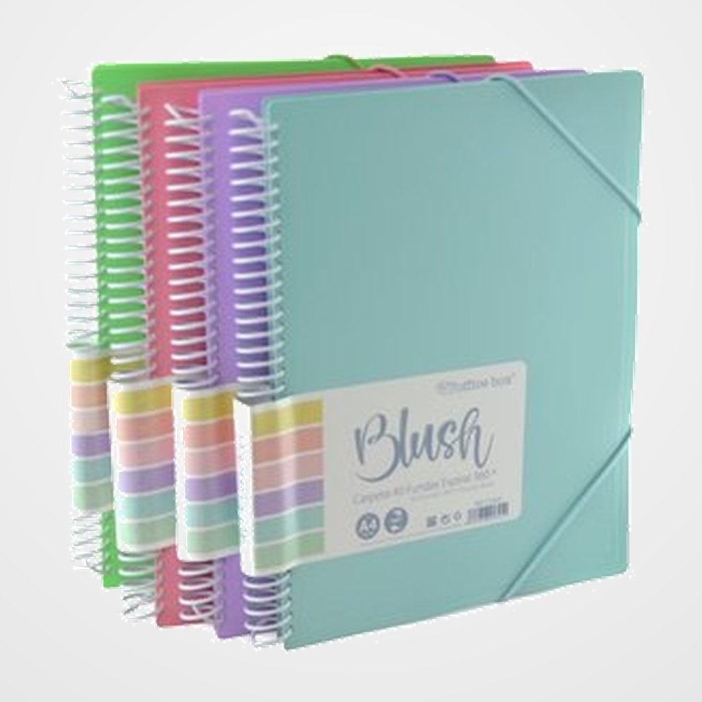 CARPETA FUNDAS (TARIFARIO) OFFICE BOX ESPIRAL PP A4 BLUSH 40 F. SURTIDO (4 col.)