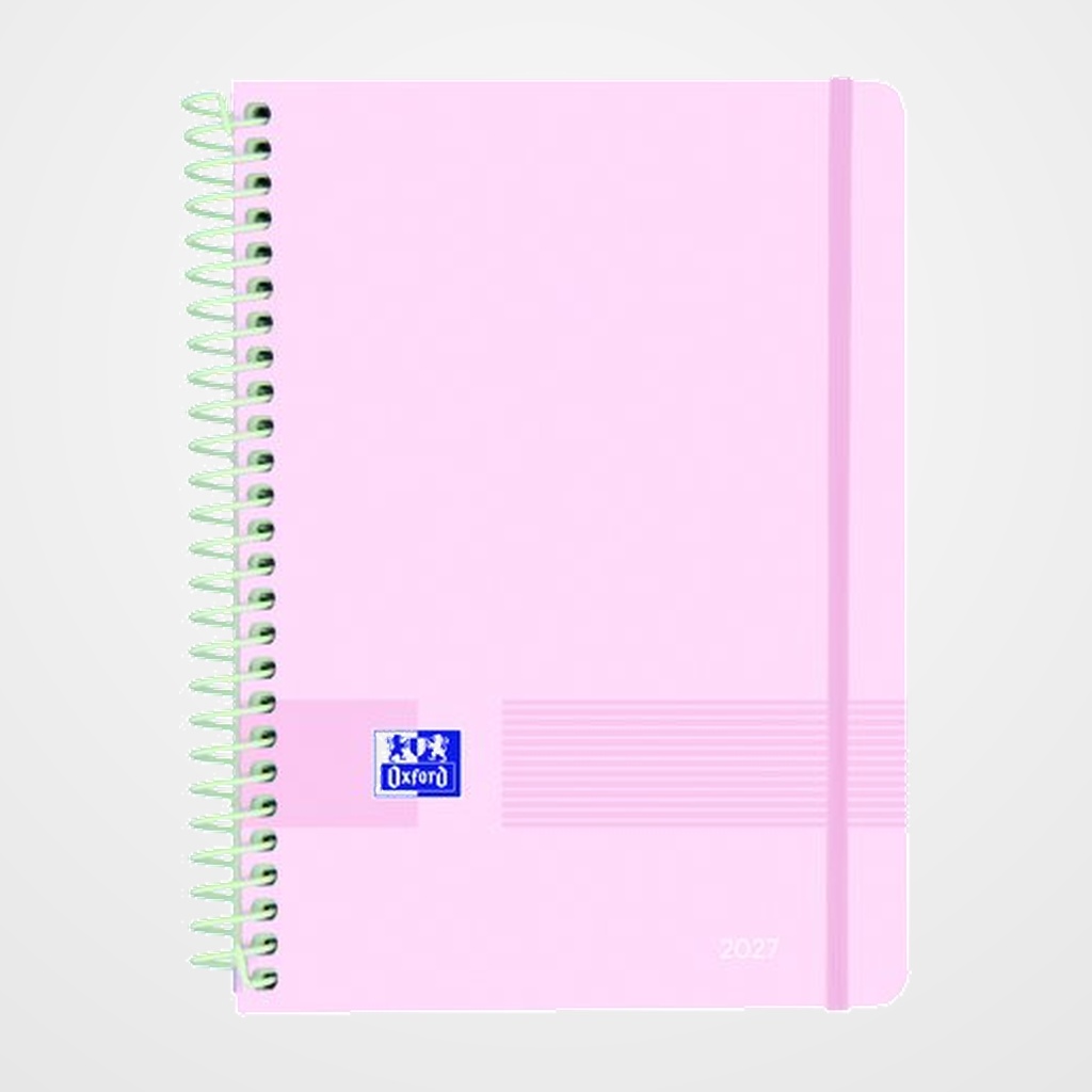 AGENDA ANUAL (2027) OXFORD LIVE&GO VIVOS ESPIRAL tapa PP A5 210x150 S/V APAIS. ROSA