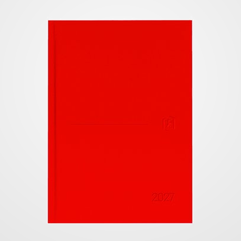 AGENDA ANUAL (2027) OXFORD MINIMAL COSIDA tapa ACOLCHADA A5 210x150 D/P ROJO