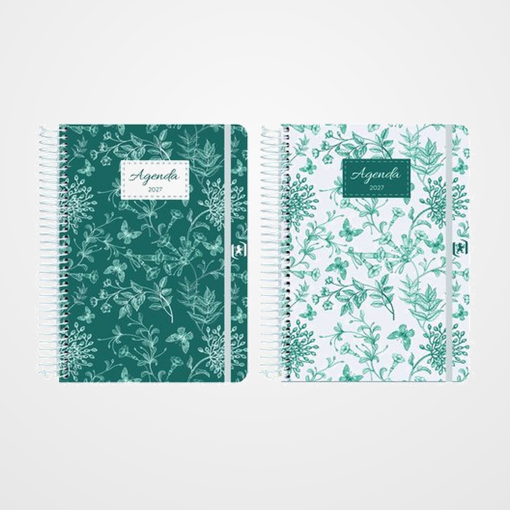 AGENDA ANUAL (2027) OXFORD ROMANCE WIRE-O tapa EXTRADURA con GOMA A5 210x150 D/P SURTIDO (2 mod.)