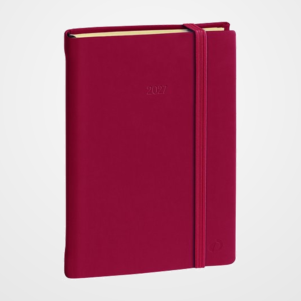 AGENDA ANUAL (2027) QUO VADIS DAILY POCKET PRESTIGIO ML SILK COSIDA tapa DURA con GOMA 130x85 D/P BURDEOS